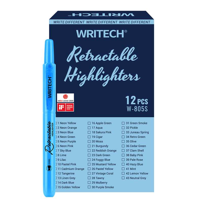 Fosforlu Kalemler WRITECH W-805S BASMALI FOSFORLU KALEM NEON MAVİ - 12'Lİ KUTU Satın Al