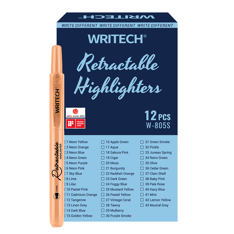 Fosforlu Kalemler WRITECH W-805S BASMALI FOSFORLU KALEM PASTEL KOYU TURUNCU - 12'Lİ KUTU Satın Al