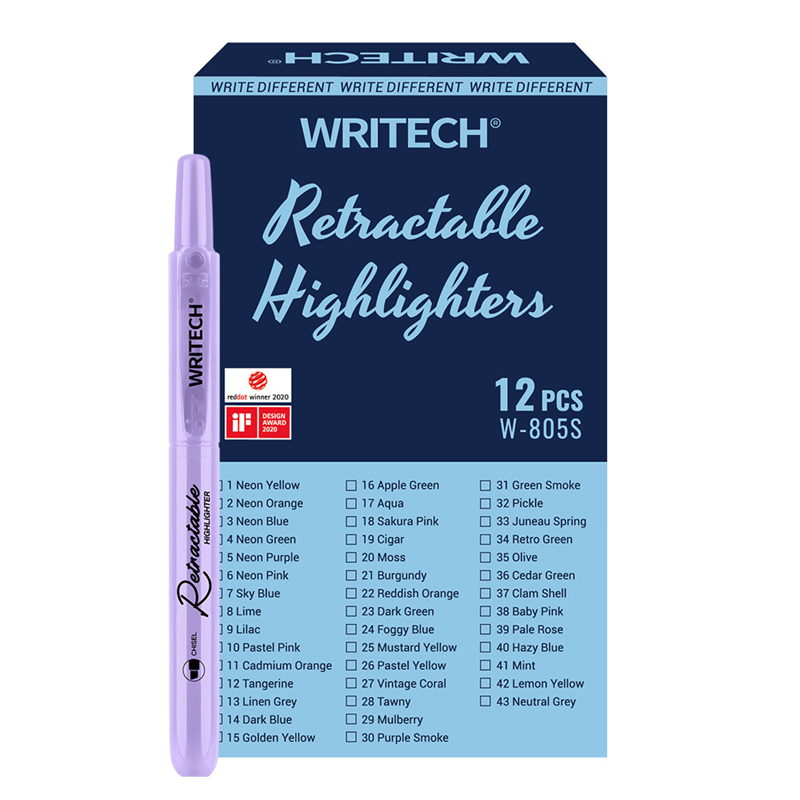 Fosforlu Kalemler WRITECH W-805S BASMALI FOSFORLU KALEM PASTEL LİLA - 12'Lİ KUTU Satın Al