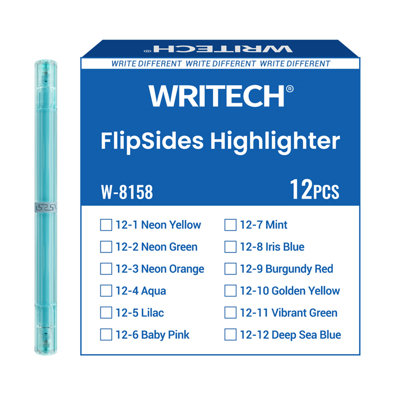 Fosforlu Kalemler WRITECH W-8158 FLIPSIDE FOSFORLU KALEM ÇİFT TARAFLI AQUA - 12'Li KUTU Satın Al