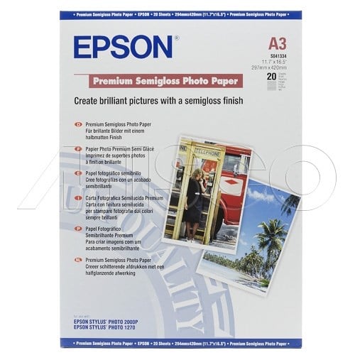 Fotoğraf Kağıtları Epson A3 251Gram 20'li Premium Semigloss Fotoğraf Kağıdı S041334 Satın Al