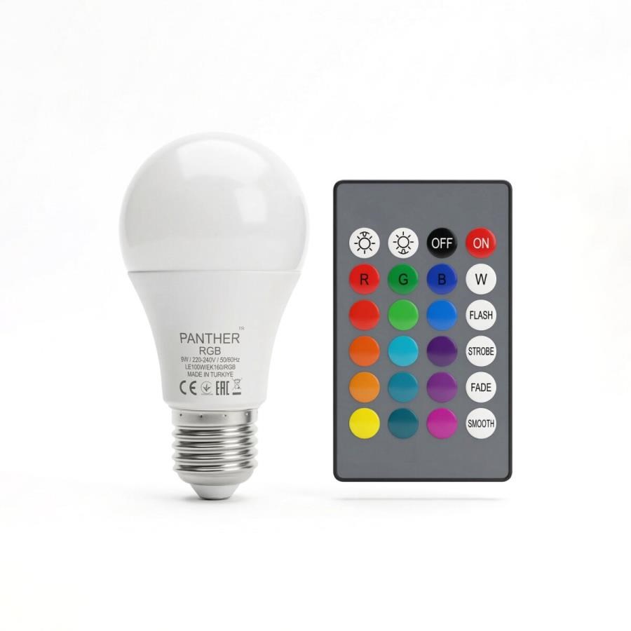 Genel Hırdavat Ürünleri PANTHER RGB 9W KUMANDALI LED AMPUL Satın Al