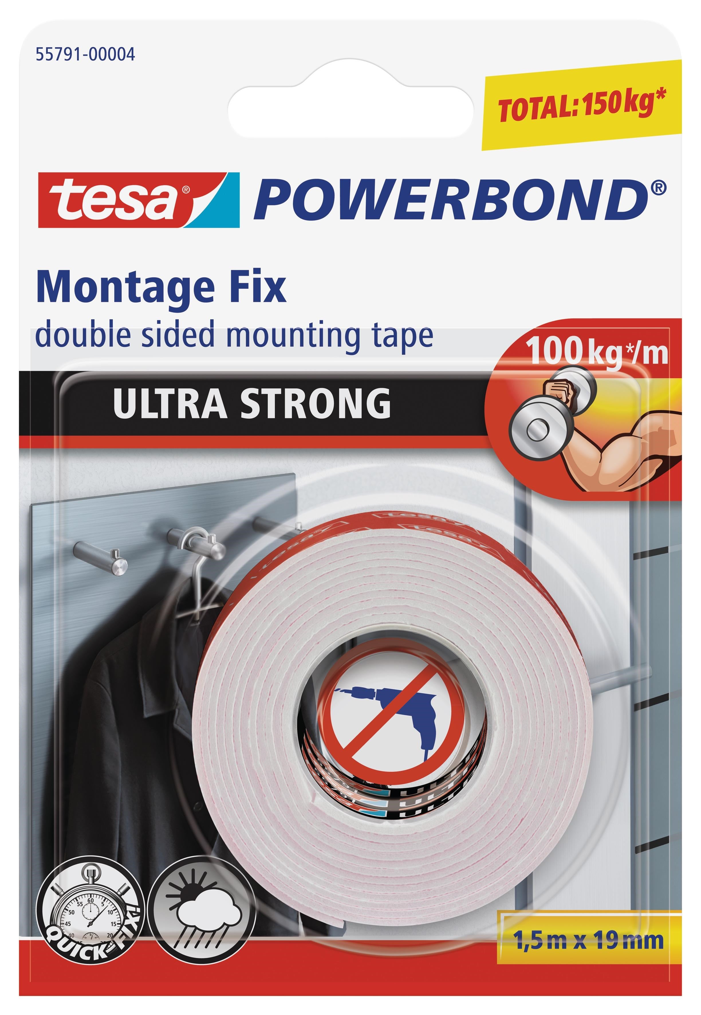 Hırdavat Ürünleri Tesa Powerbond Ultra Güçlü  1.5 m x 19 mm Çift Taraflı Köpük Montaj Bandı Satın Al