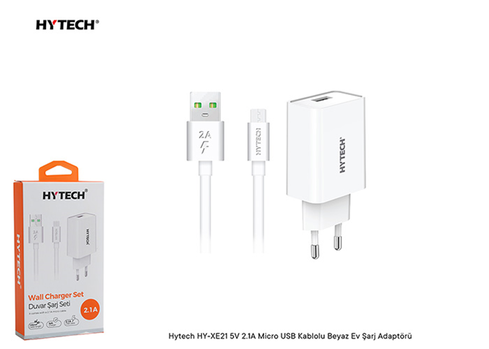 Hytech HY-XE21 5v 2.1a Micro Usb Kablolu  Ev Şarj Adaptörü