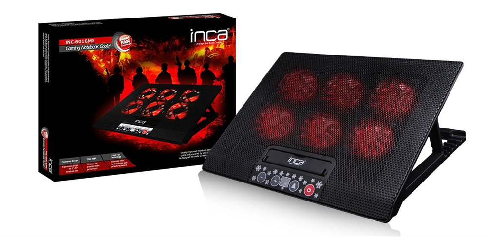 INC-601 GMS  6X FAN ,CONTROL PANEL,2X USB,6 KADEMELİ  GAMING NOTEBOOK  SOĞUTUCU YENİ 17