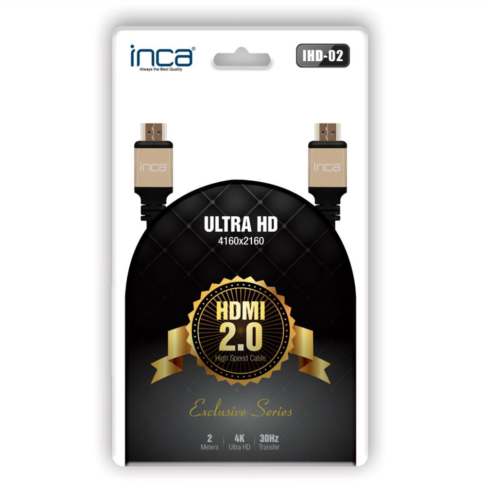 Inca IHD-02 2.0V 2 Metre HDMI To HDMI Altın Uçlu Kablo