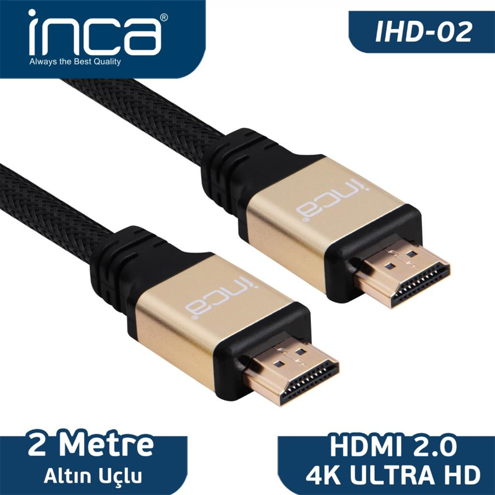 Inca IHD-02 2.0V 2 Metre HDMI To HDMI Altın Uçlu Kablo