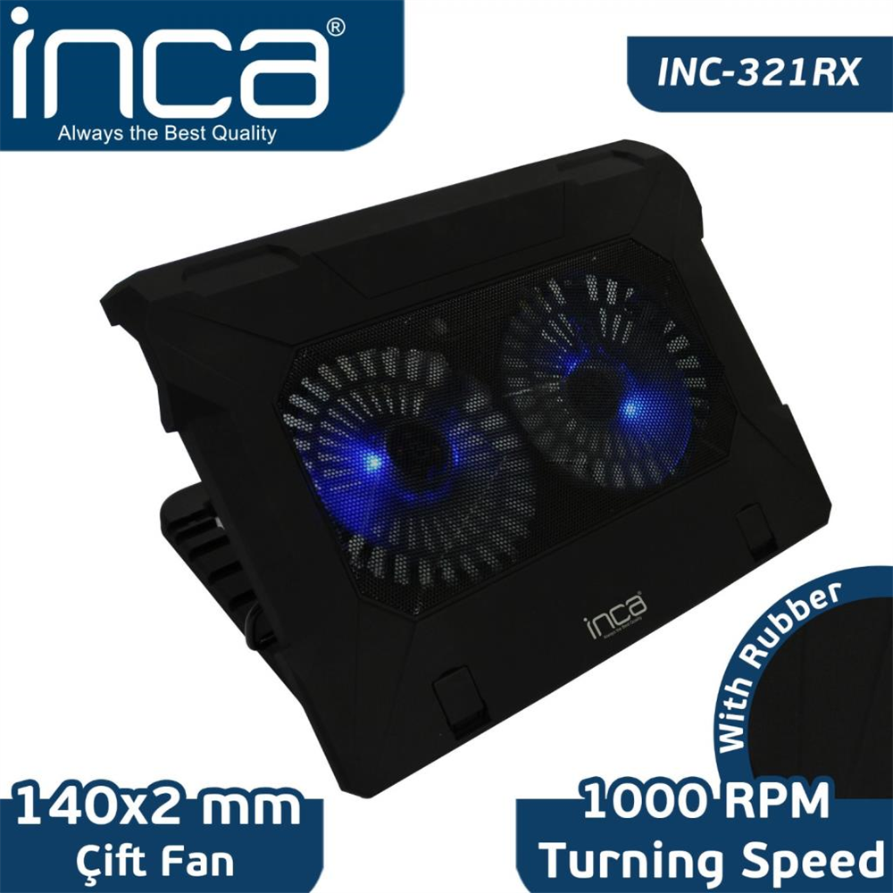 INCA  INC-321 RX Ergonomik Çift Fan+ Stand+ Sessiz Notebook Soğutucu