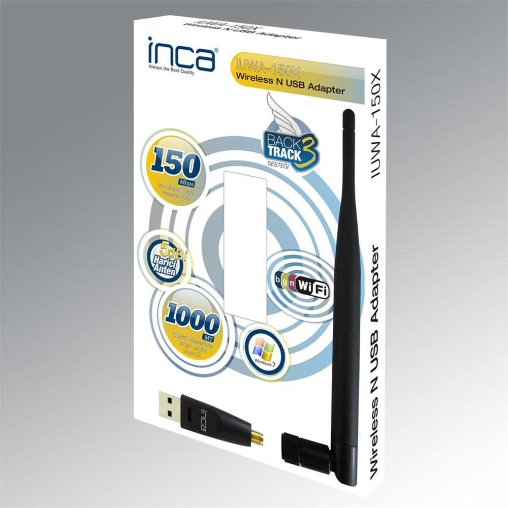 Inca IUWA-150X 150 Mbps 11N Harici 5dbi Anten Wireless Adaptör