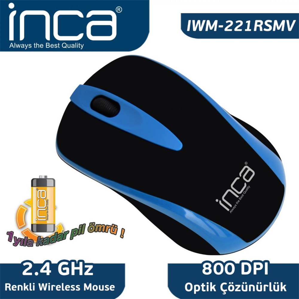 INCA IWM-221RSMV 2.4 GHZ INCA TRACK RED SENSÖR WIRELESS NANI ALICILI MOUSE MAVİ