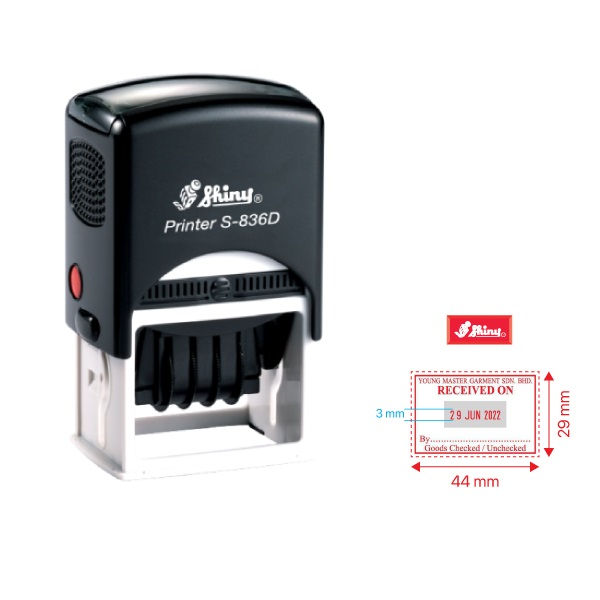 Istampa Kaşe ve Mürekkepleri SHINY S-836D SİYAH KASA SİYAH PED TARİH KAŞE 30x45mm Satın Al