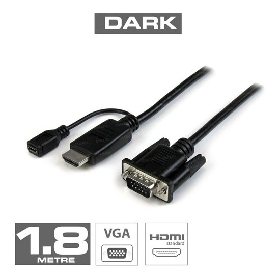 Kablolar ve Adaptörler Dark 1.8m HDMI - VGA Güç Destekli Kablo Satın Al