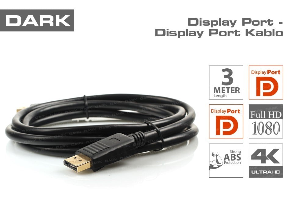 Kablolar ve Adaptörler DARK DK-CB-DPL300 DİSPLAY ERKEK TO DİSPLAY ERKEK Satın Al