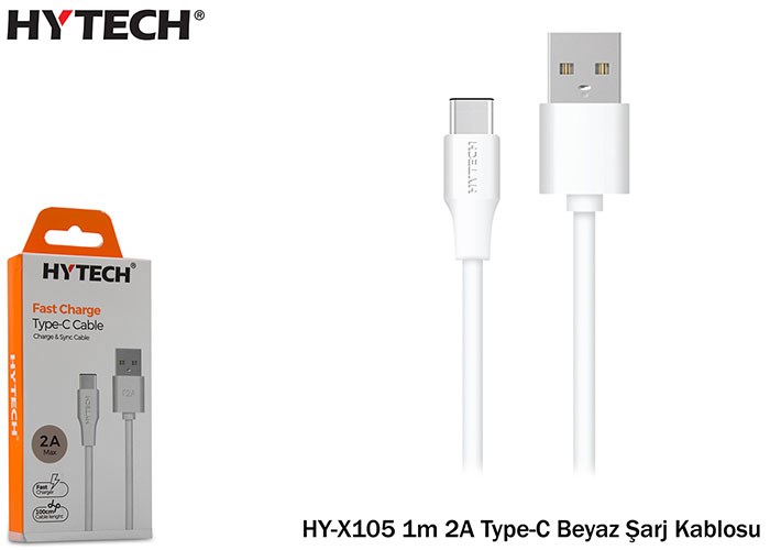 Kablolar ve Adaptörler Hytech HY-X105 1m 2A Type-C Beyaz Şarj Kablosu Satın Al
