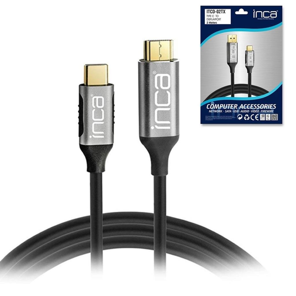 Kablolar ve Adaptörler Inca ITCD-02TX Type-C to Display Port Altın Uçlu 4K Kablo 2 mt Satın Al