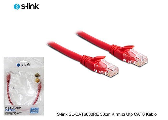 Kablolar ve Adaptörler S-link SL-CAT6030RE 30cm Kırmızı Utp CAT6 Kablo Satın Al