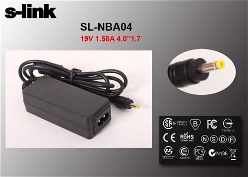 Kablolar ve Adaptörler S-link SL-NBA04 30w 19v 1.58a 4.0-1.7 Notebook Adaptör Satın Al