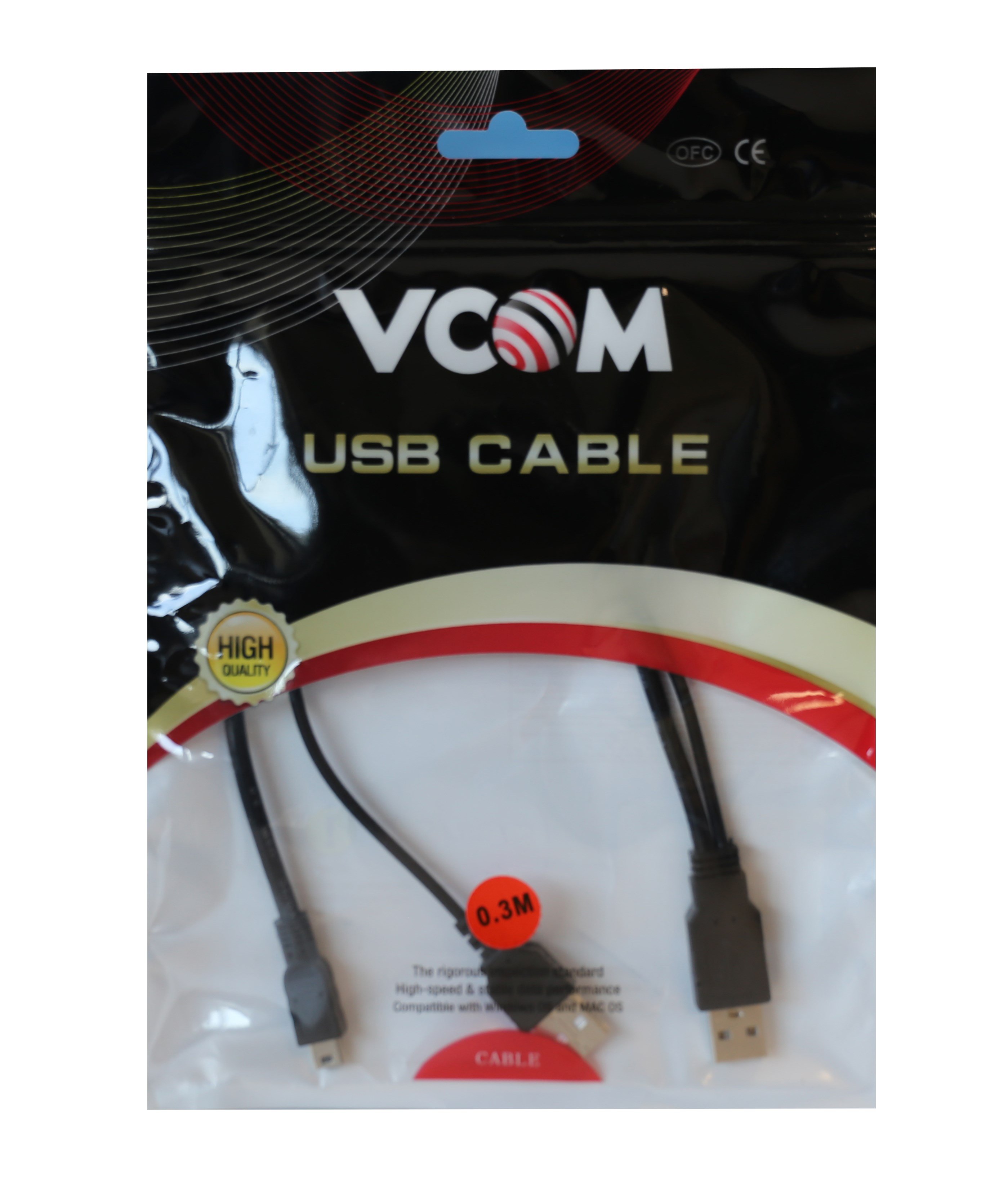 Kablolar ve Adaptörler VCOM USB 2.0 2-MİNİ USB 5PİN BLACK 0.3M Satın Al