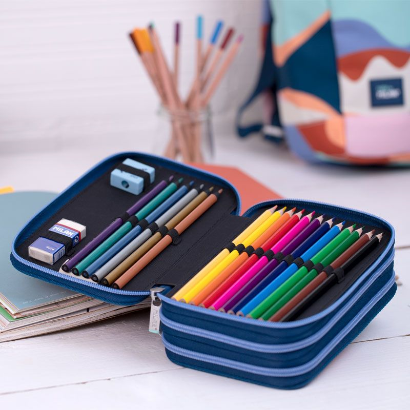 Kalem Çantası MILAN 081364FN FUN RENKLİ 3 CEPLİ SETLİ KALEM ÇANTASI Satın Al