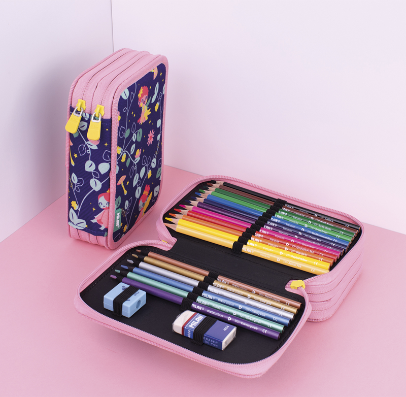 Kalem Çantası MILAN 081364FR FAIRY TALE  PERİ MASALI LİLA 3 CEPLİ SETLİ KALEM ÇANTASI Satın Al