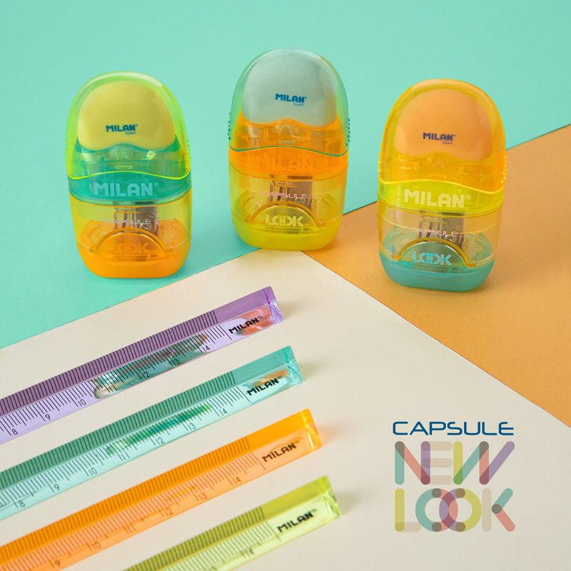 Kalemtıraşlar MILAN 4701116LK2 CAPSULE KALEMTRAŞ/SİLGİ(NEW LOOK) - 16ADET Satın Al