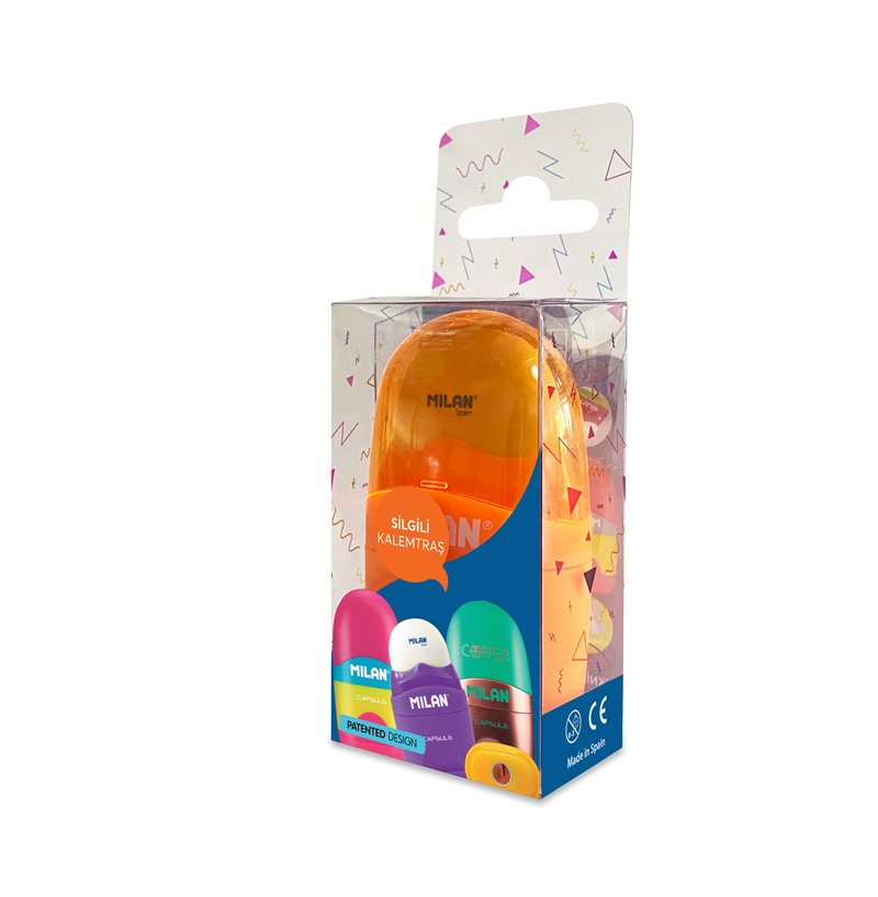 Kalemtıraşlar MILAN 4705116 CAPSULE FLUO KALEMTRAŞ-SİLGİ BLİSTER Satın Al
