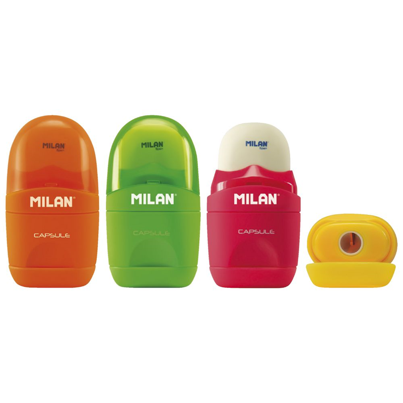 Kalemtıraşlar MILAN 4705116 CAPSULE FLUO KALEMTRAŞ-SİLGİ BLİSTER Satın Al