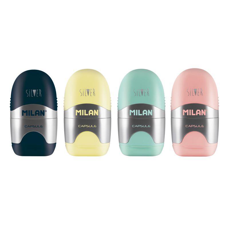 Kalemtıraşlar MILAN 4714112 CAPSULE KALEMTRAŞ/SİLGİ(SILVER) - 12ADET Satın Al