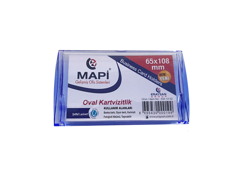 Kartvizitlikler MAPİ DİKDÖRTGEN KARTVİZİTLİK OVAL ŞEFFAF LACİVERT 65X108 Satın Al