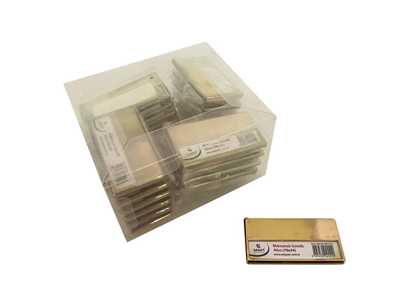 Kartvizitlikler MAPİ MIKNATISLI İSİMLİK ALTIN 70X34 TEKLİ Satın Al