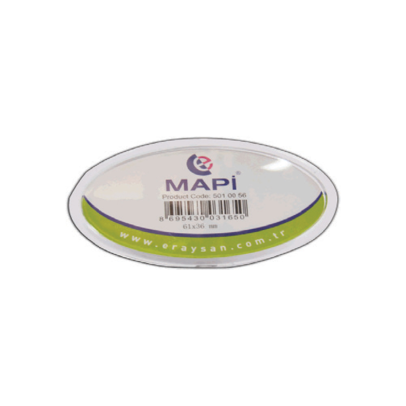 Kartvizitlikler MAPİ ŞEFFAF İĞNELİ İSİMLİK (OVAL) K11 68X42 25Lİ PAKET Satın Al