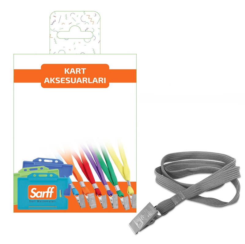 Kartvizitlikler SARFF METAL KLİPSLİ GRİ ASKI İPİ BLİSTER - 10ADET Satın Al