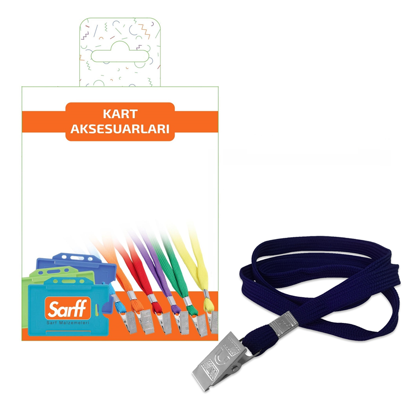 Kartvizitlikler SARFF METAL KLİPSLİ LACİVERT ASKI İPİ BLİSTER - 10ADET Satın Al