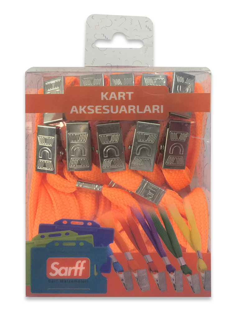 Kartvizitlikler SARFF METAL KLİPSLİ TURUNCU ASKI İPİ BLİSTER - 10ADET Satın Al