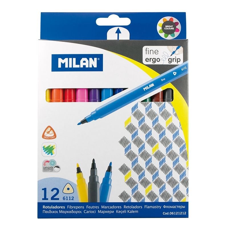 Keçeli Kalemler MILAN 06121212 ÜÇGEN GÖVDE KEÇELİ KALEM (2MM UÇ) - 12'Lİ Satın Al