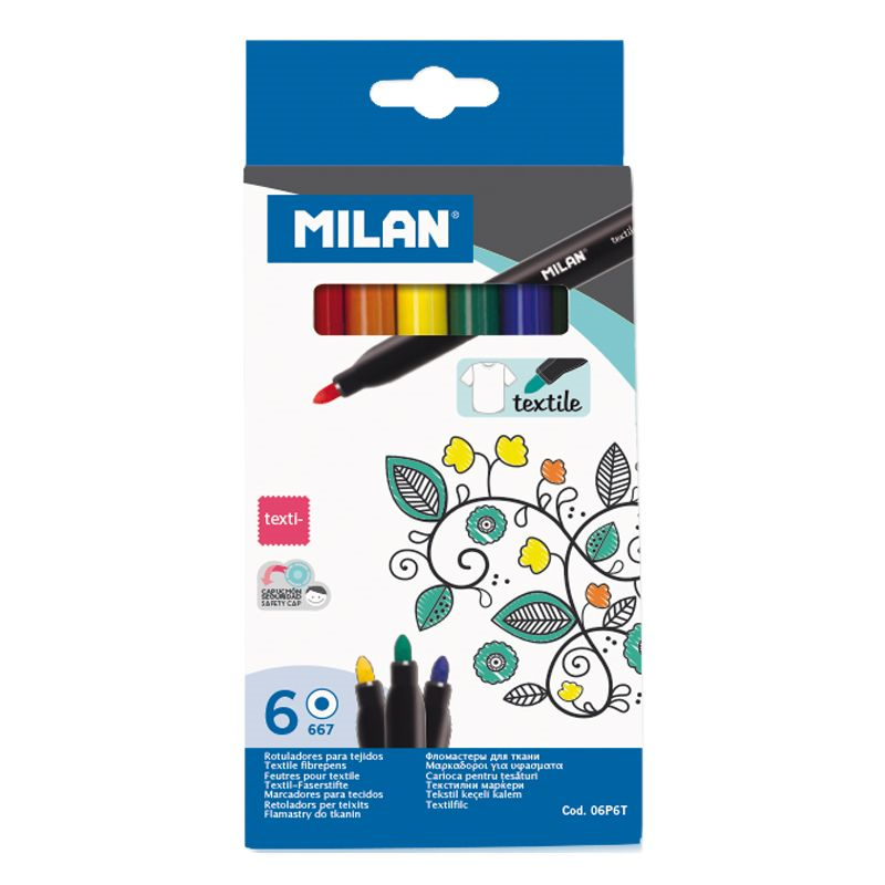 Keçeli Kalemler MILAN 06P6T FIBRE TEXTILE KUMAŞ BOYAMA KALEMİ 6LI Satın Al