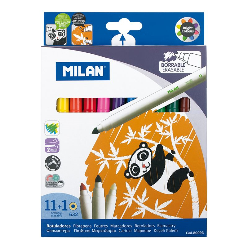 Keçeli Kalemler MILAN 80093 KONİK UÇLU SİLİNEBİLİR KEÇELİ KALEM (5MM UÇ) - 12'Lİ Satın Al