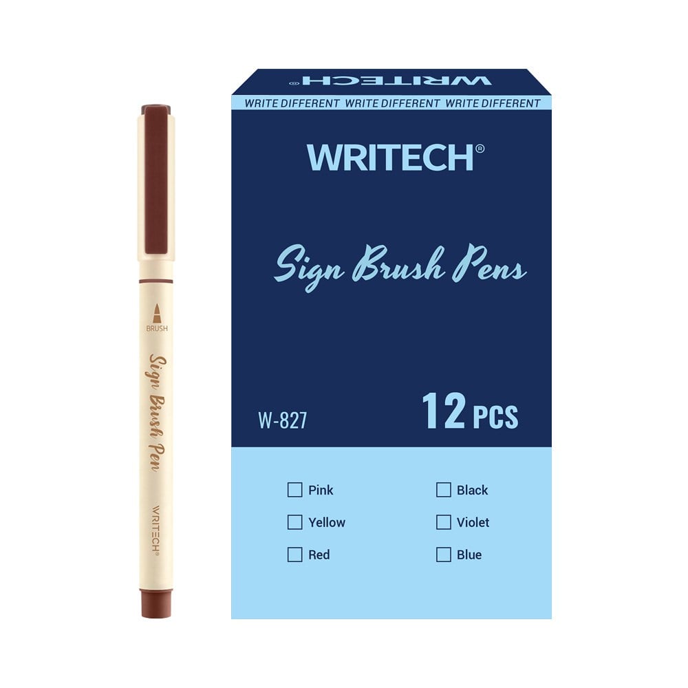 Keçeli Kalemler WRITECH W-827 FIRÇA TİP KEÇELİ KALEM KİREMİT KIRMIZI - 12'Lİ KUTU Satın Al
