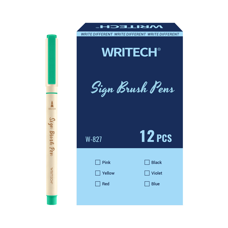 Keçeli Kalemler WRITECH W-827 FIRÇA TİP KEÇELİ KALEM YEŞİM YEŞİLİ - 12'Lİ KUTU Satın Al
