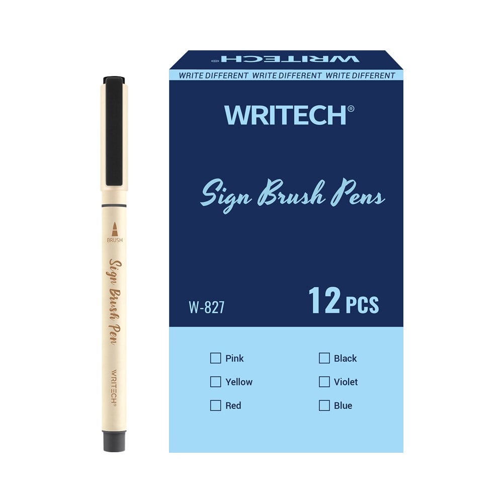 Keçeli Kalemler WRITECH W-827 FIRÇA TİP KEÇELİ KALEM SİYAH - 12'Lİ KUTU Satın Al