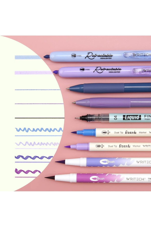 Keçeli Kalemler WRITECH W-JK03-4 NIGHT KALEM SETİ (MAVİ-MOR) - 9'LU SET Satın Al