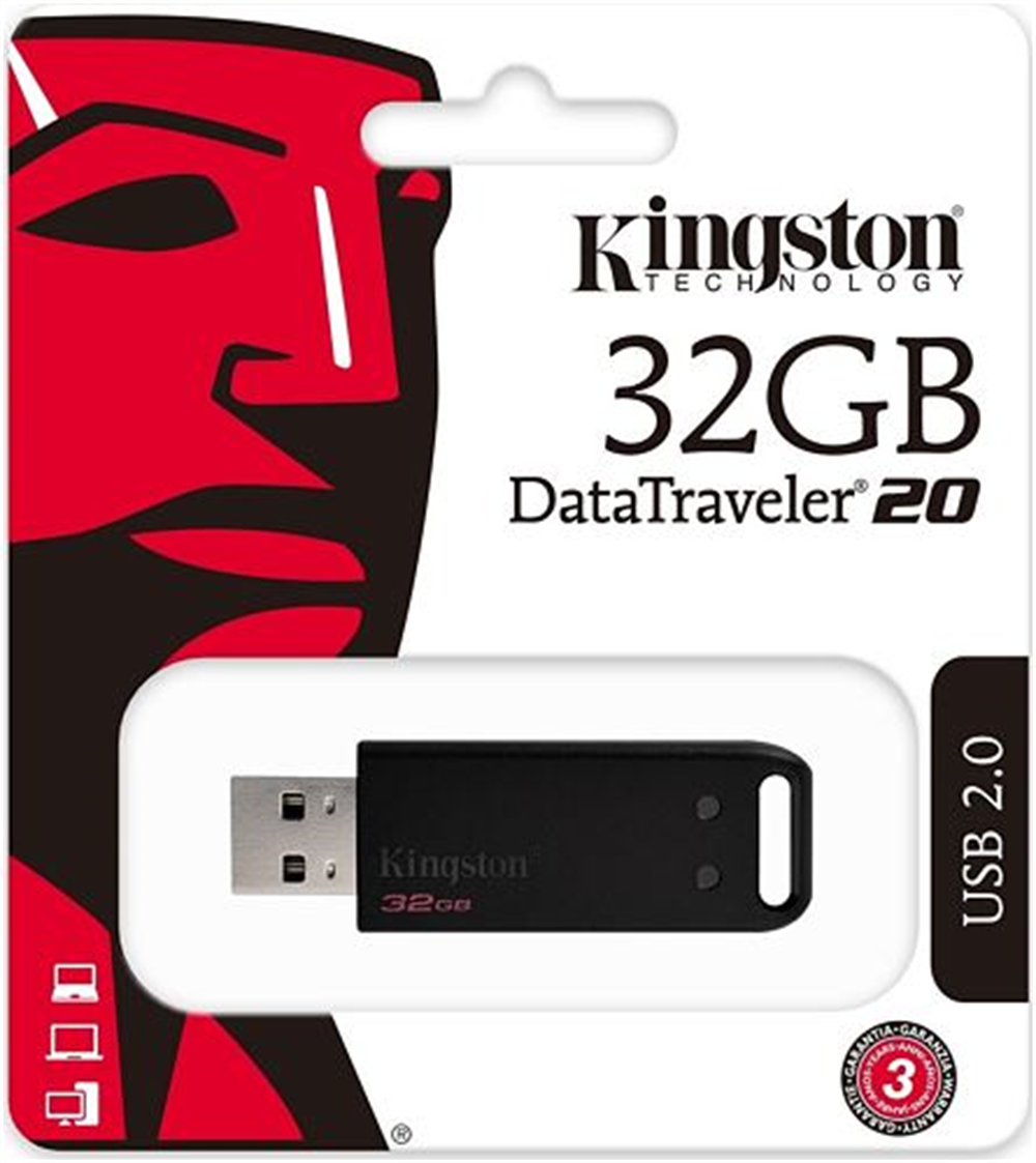 Kingston DT20 32 Gb Usb 2.0 Plastik Kasa Siyah Flash Bellek