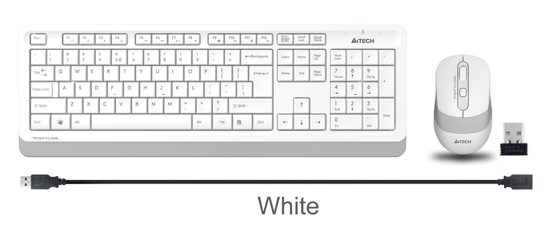 Klavyeler ve Setleri A4 Tech Fg1010 2.4G Beyaz Q Fn-Mm Klv+Optik Mouse Set Satın Al