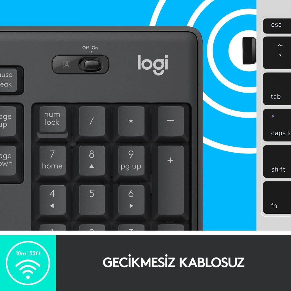 Klavyeler ve Setleri Logitech 920-009804 MK295 Kablosuz Siyah Klavye Mouse Set Satın Al