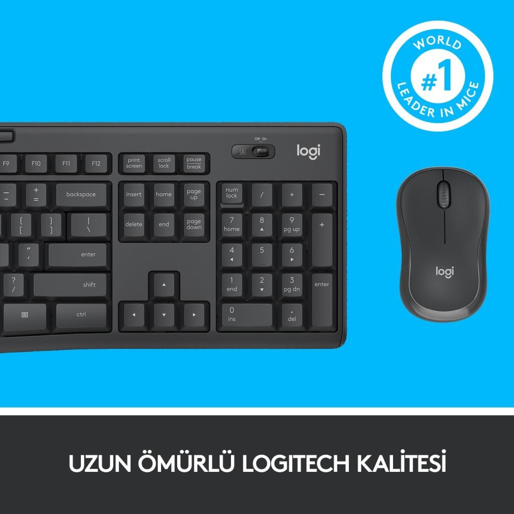Klavyeler ve Setleri Logitech 920-009804 MK295 Kablosuz Siyah Klavye Mouse Set Satın Al