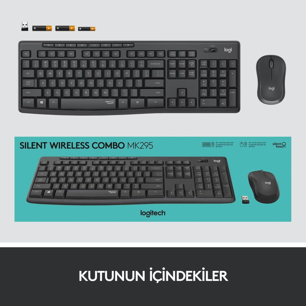 Klavyeler ve Setleri Logitech 920-009804 MK295 Kablosuz Siyah Klavye Mouse Set Satın Al