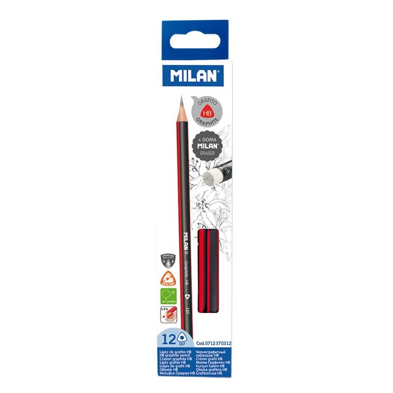 Kurşun Kalemler MILAN 0712370312 GRAPHITE SİLGİ KURŞUN KALEM - 12ADET Satın Al