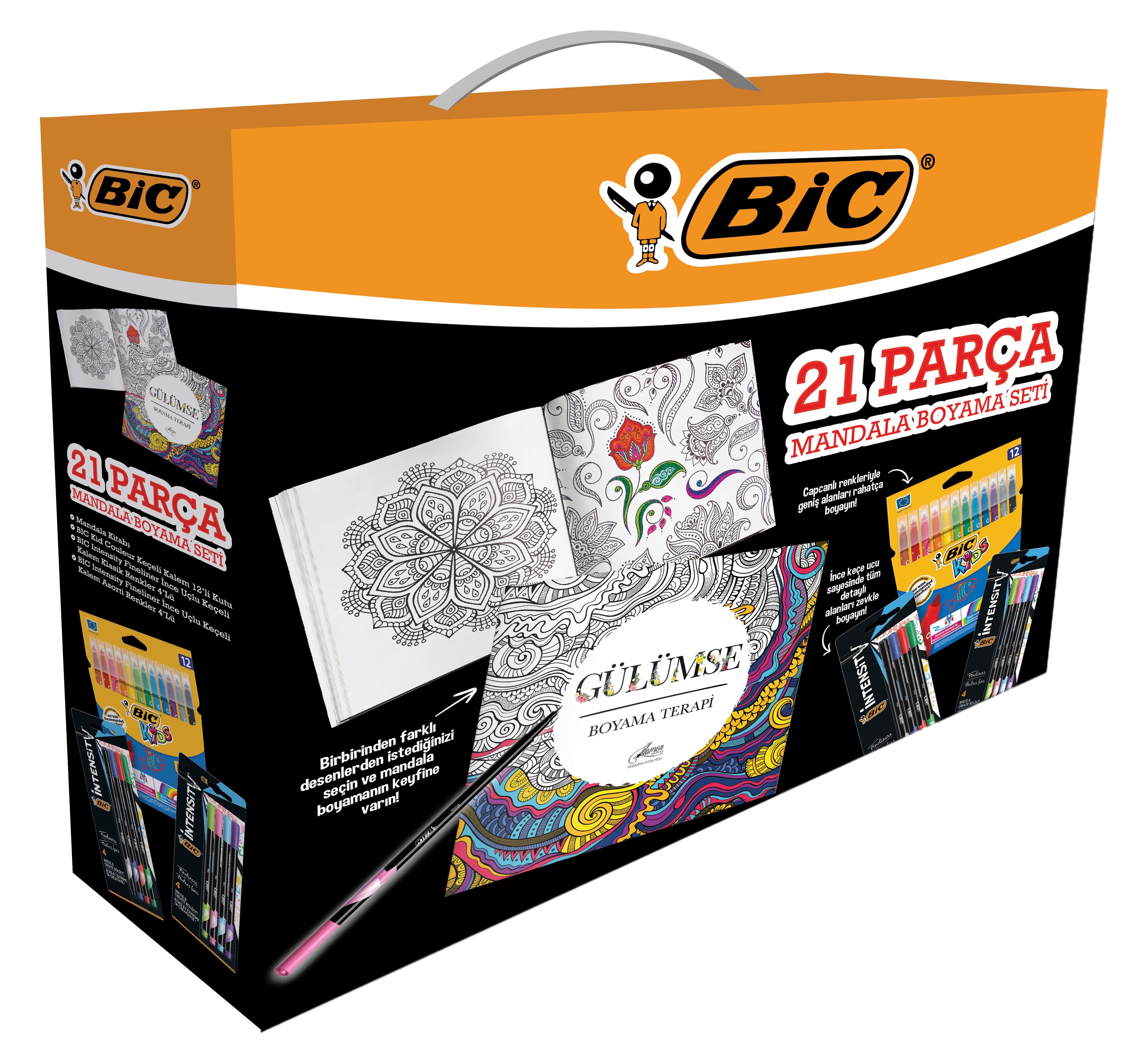 Kuru Boyalar Bic 21 Parça Mandala Boyama Seti Satın Al