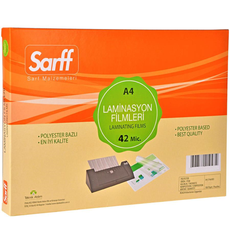 Laminasyon Filmleri SARFF 42MIC LAMİNASYON FİLMLERİ - A4(216X303) - 100ADET Satın Al