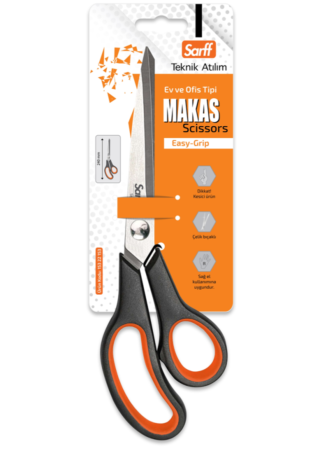 Makas ve Maket Bıçakları SARFF EASY GRIP OFİS MAKASI - 24CM Satın Al